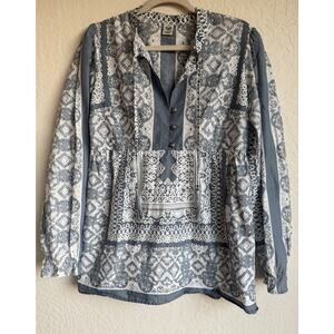 prAna Natasha Tunic Womens Medium Boho Paisley Tassel Popover